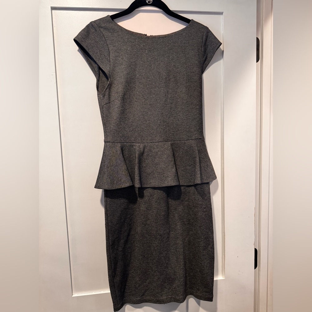 Alice + Olivia Charcoal Peplum Midi Dress